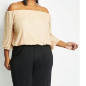 Gold Off the Shoulder Peasant Top